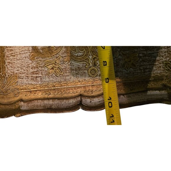 Vintage Florentine Tray Gold Gilded Italian Wooden Ornate 15.5x10.5" Rectangular - Picture 5 of 11